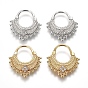 Brass Micro Pave Clear Cubic Zirconia Hoop Earrings, Fan