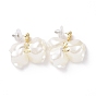 Acrylic Imitation Shell Dangle Earrings, Alloy Cluster Drop Earrings with 925 Sterling Silver Pins for Women