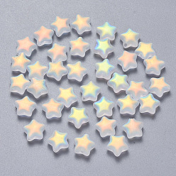 Spray Painted Glass Beads, AB Color Plated, Frosted, Star