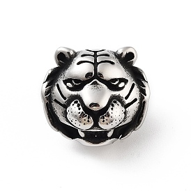 304 Stainless Steel European Beads, Large Hole Beads, Tiger