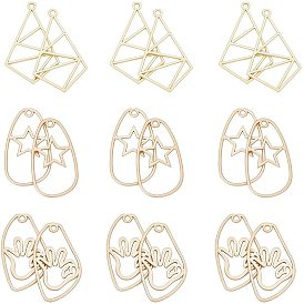 30Pcs 3 Style Smooth Surface Alloy Open Back Bezel Pendants, For DIY UV Resin, Epoxy Resin, Pressed Flower Jewelry, Mixed Shapes