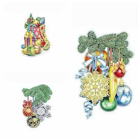 DIY Christmas Theme Diamond Painting Sticker Kit, Including Resin Rhinestones Bag, Diamond Sticky Pen, Tray Plate and Glue Clay