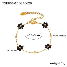 Fashionable Titanium Steel Chain Bracelets for Women, Flower