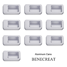 Boîte en fer blanc, récipients de stockage pour perles de bijoux, des sucreries, avec couvercle et fenêtre transparente, rectangle
