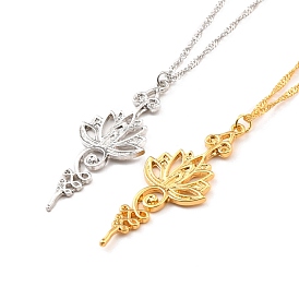 Minimalist Lotus Alloy Pendant Necklace for Women