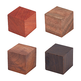 4Pcs 4 Color Pine Wooden Children DIY Building Blocks, for Learning and Education Toys, Square