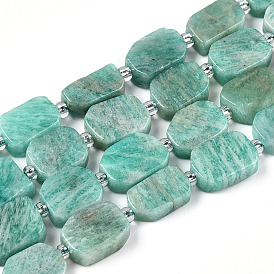 Chapelets de perles amazonite naturelles  , avec des perles de rocaille, rectangle