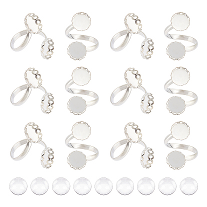 Набор для самостоятельного изготовления пустого купольного кольца, включая плоские круглые латунные открытые кольца для манжет, Кабошоны из стекла