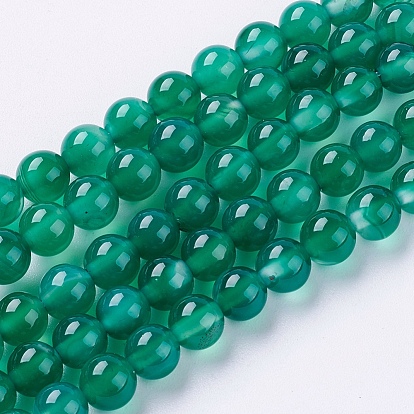 Natural Agate Beads Strands, Green Onyx, Round, 6mm, Hole: 1mm, about 62pcs/strand, 14.8 inch