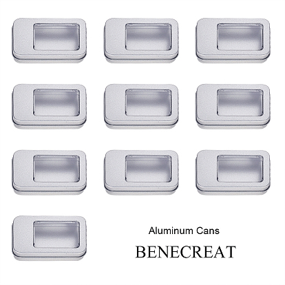 Tinplate Box, Storage Containers for Jewelry Beads, Candies, with Lid and Clear Window, Rectangle