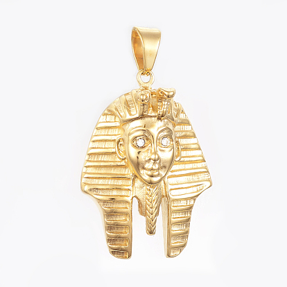 304 Stainless Steel Pendants, with Rhinestone, Pharaoh