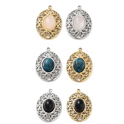 304 подвески из нержавеющей стали, овальные подвески из драгоценных камней