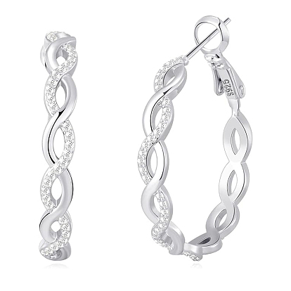 Pendientes de circonitas retorcidas de plata de moda s925, aros para las orejas de diseño de alta gama