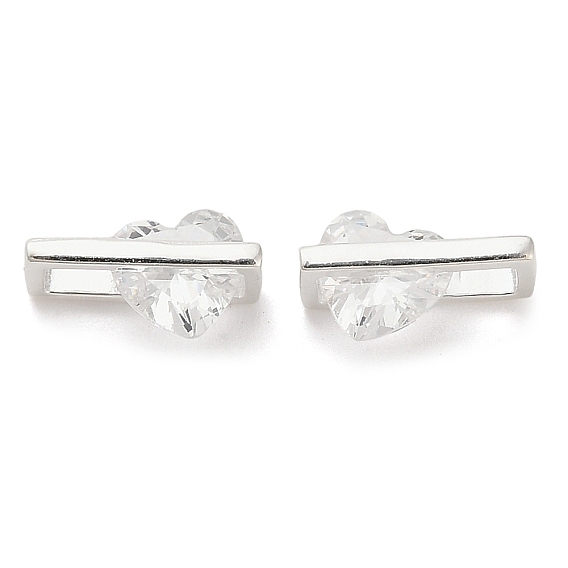 925 Прямоугольная подвеска из стерлингового серебра с прозрачными кубическими цирконами и подвесками в форме сердца, с печатью 925