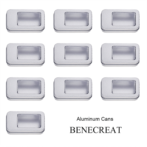 Tinplate Box, Storage Containers for Jewelry Beads, Candies, with Lid and Clear Window, Rectangle