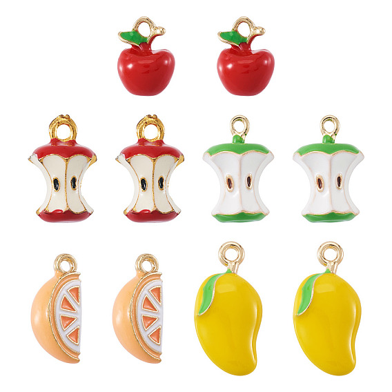 10шт. 5 стили подвесок из эмалированного сплава в виде фруктов, золотые