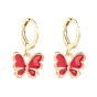 Butterfly Enamel Dangle Huggie Hoop Earrings, Alloy Charm Drop Earrings for Girl Women, Golden