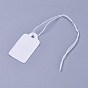 White Rectangle Jewelry Price Tags, Item Price Label with String Price Paper Display for Goods Tags, Rectangle, 23x13mm