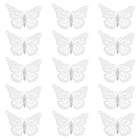 60 шт. 304 подвески из нержавеющей стали, гравированные металлические украшения, бабочка