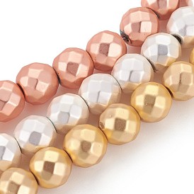 Galvaniques perles d'hématite synthétique non magnétique brins, givré, facette, ronde
