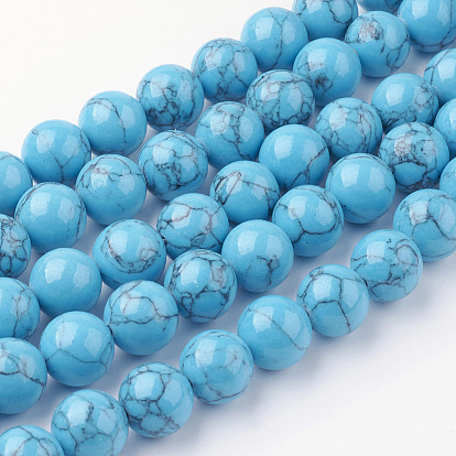 Synthetic Turquoise Bead Strands, Round