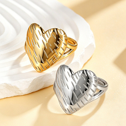 304 открытые кольца манжеты из нержавеющей стали, сердце, широкая полоса кольца