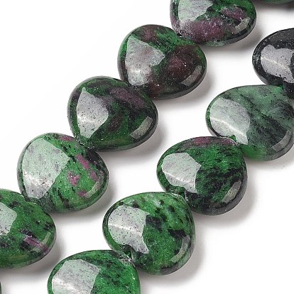 Natural Ruby in Zoisite Beads Strands, Heart