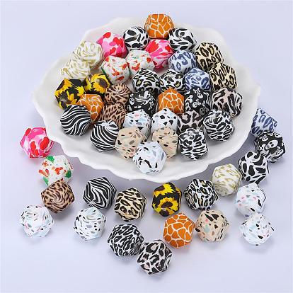 Colorful Pattern Printed Silicone Beads, Chewing Beads For Teethers, DIY Nursing Necklaces Making