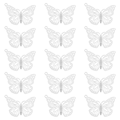 60 шт. 304 подвески из нержавеющей стали, гравированные металлические украшения, бабочка