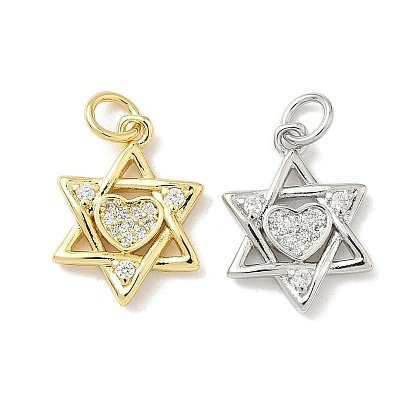Латунные микро проложить кубического циркония подвески, звезда Давида, с целью перехода в кольце, долговечный, без кадмия и без свинца, стойки покрытие