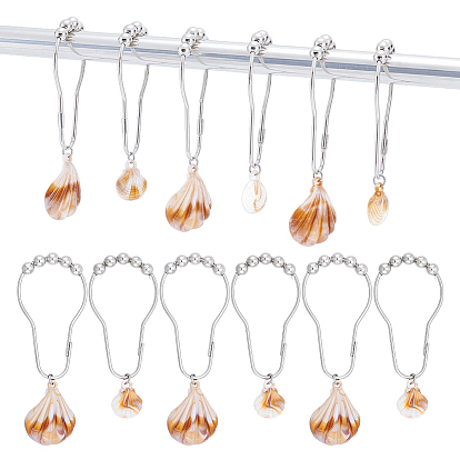 16 шт. 2 стили в форме ракушки непрозрачный акрил с железными кольцами для душевой занавески для ванной комнаты, легко скользящие ролики, металлические вешалки для душа с бусинами