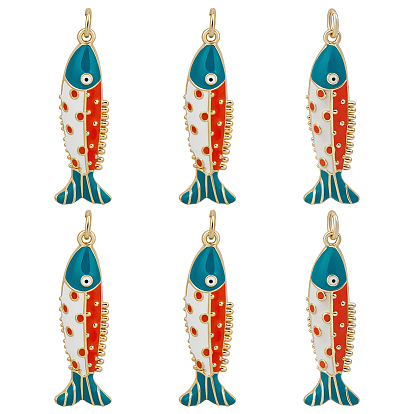 6 кулоны латунные эмалевые шт., рыба, с целью перехода в кольце