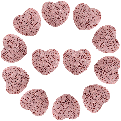 24 шт. Невощеные бусины из натурального вулканического камня., для парфюмерных шариков эфирного масла, ароматерапевтические бусы, окрашенные, сердце, без отверстия 