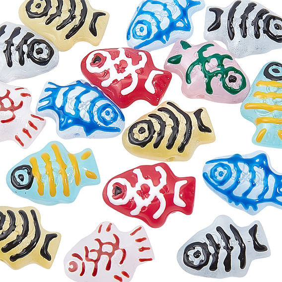 20 шт. окрашенные стеклянные бусины эмалированные бусины, рыба