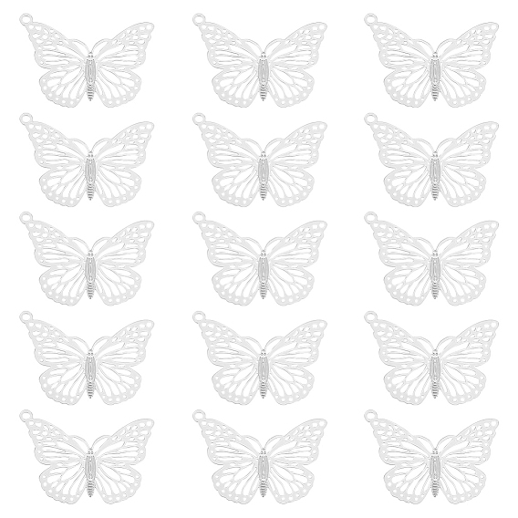 60 шт. 304 подвески из нержавеющей стали, гравированные металлические украшения, бабочка