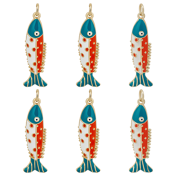 6 кулоны латунные эмалевые шт., рыба, с целью перехода в кольце