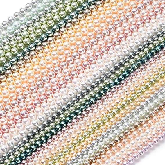УФ-покрытие перламутровые стеклянные жемчужные бусины нити, имитация Австрийские кристаллические шарики, круглые