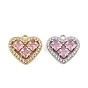 Brass Micro Pave Pink Cubic Zirconia Charms, Heart Charms, Rack Plating, Long-Lasting Plated, Cadmium Free & Lead Free