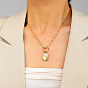 Ожерелья с подвесками из ракушек и искусственного жемчуга из нержавеющей стали, с цепями скрепки