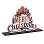Wood Tabletop Display Decorations, Xmas Table Centerpiece Sign, Christmas Theme, Word Merry Christmas with Holly Leaf