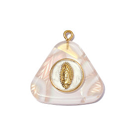 304 подвески из нержавеющей стали смолы, треугольный шарм, с эмалью, ионное покрытие (ip), долговечный, реальный 18 k позолоченный