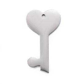 304 Stainless Steel Pendants, Stamping Blank Tag, Heart Key