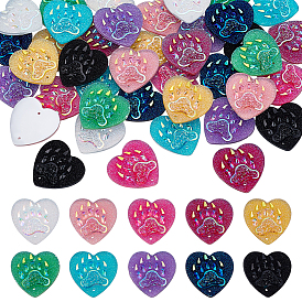 40 piezas 10 colores corazón con huella de pata resina coser en diamantes de imitación, enlaces de agujero 2, accesorios de vestuario