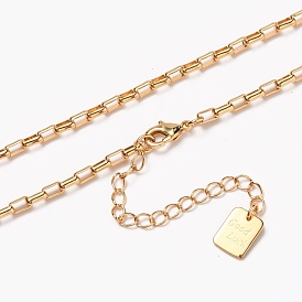 Brass Box Chain Necklaces, with Lobster Claw Clasps, Long-Lasting Plated, Word Good Luck