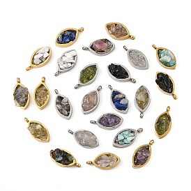 Натуральный смешанный камень 304 подвески из нержавеющей стали в виде конского глаза, без кадмия и без свинца, долговечный, смешанные окрашенные и неокрашенные