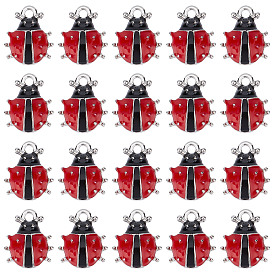 30 шт. эмалевые подвески в виде божьей коровки из платинового сплава