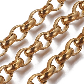 304 Stainless Steel Rolo Chains, Belcher Chains, Unwelded, PVD Vacuum Plating