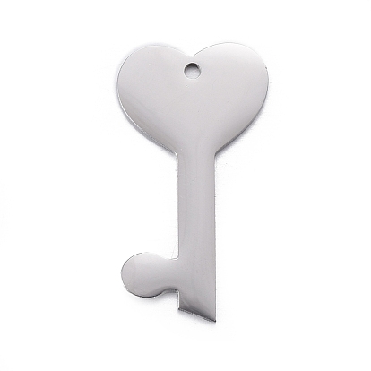 304 Stainless Steel Pendants, Stamping Blank Tag, Heart Key