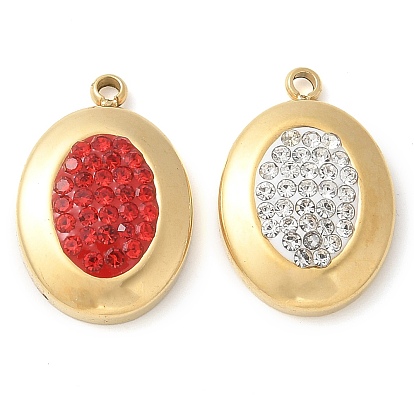 Полимерная глина стразами подвески, с 304 фурнитурой из нержавеющей стали, ручная полировка, овальный шарм, ионное покрытие (ip)