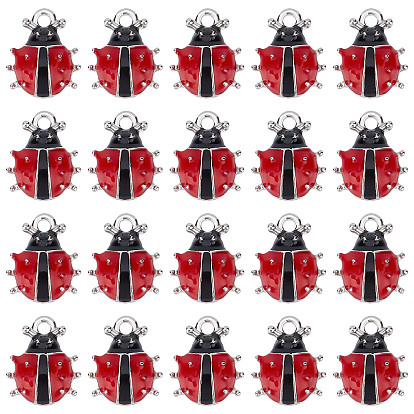 30 шт. эмалевые подвески в виде божьей коровки из платинового сплава